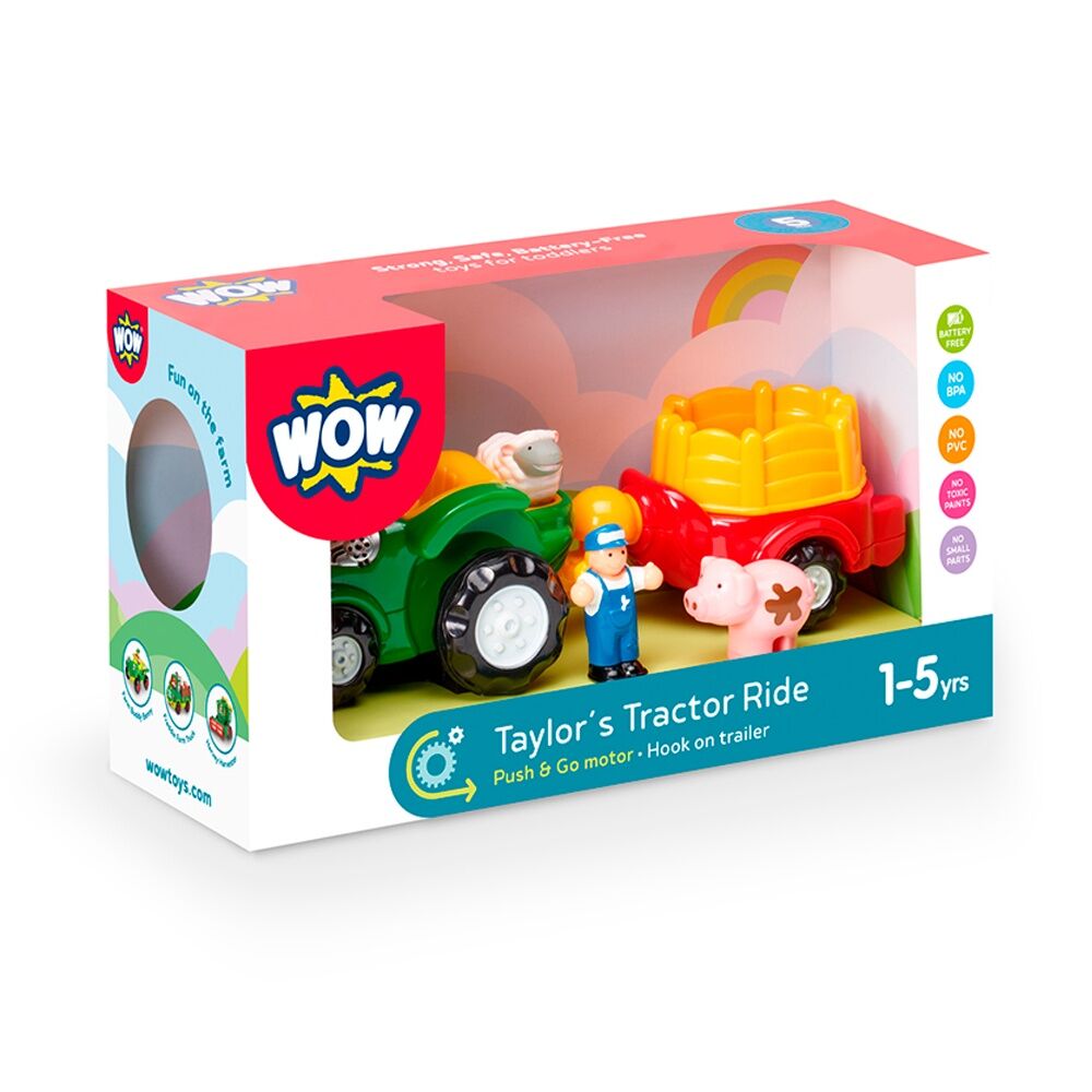 Wow Toys Taylor's Tractor Ride Push-Go Farm Toy Toddler 1-5y