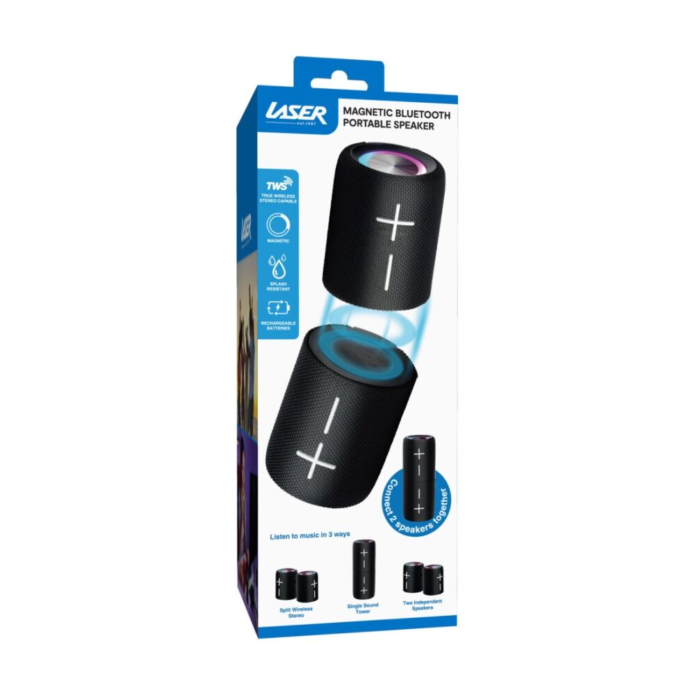 Laser Magnetic Bluetooth Pill Speaker 5W True Wireless Stereo Black