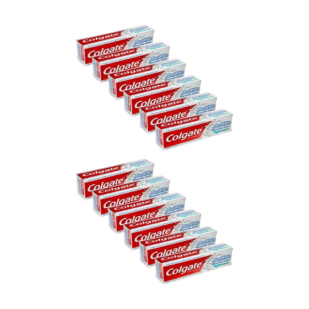 12PK Colgate Max White Toothpaste Infused Whitening Strips 100mL Crystal Mint