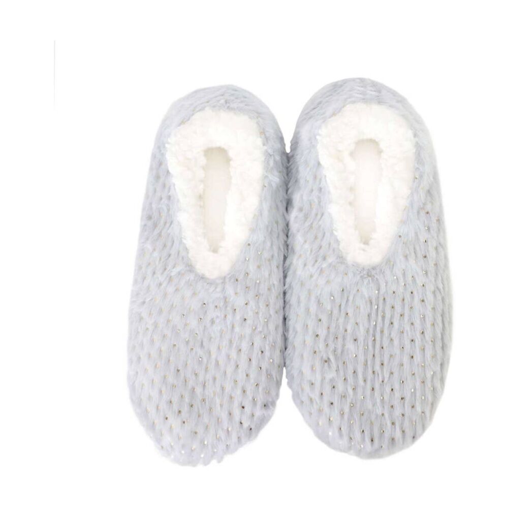 SnuggUps Women's Plush Polka Dot Slipper Metallic Grey XLarge Size EU43-45