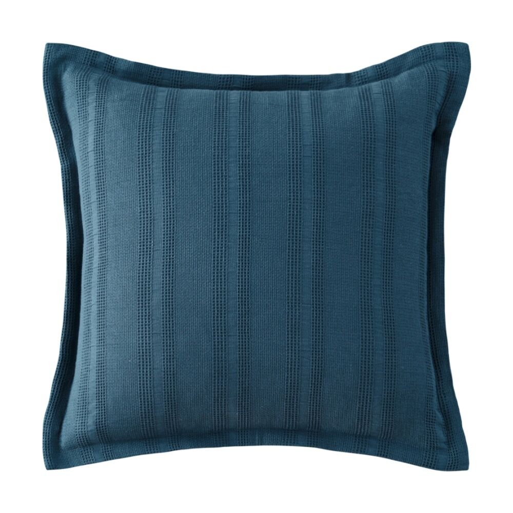 Bianca Ashcombe Square Blue Cotton Waffle Decor Cushion 43x43cm