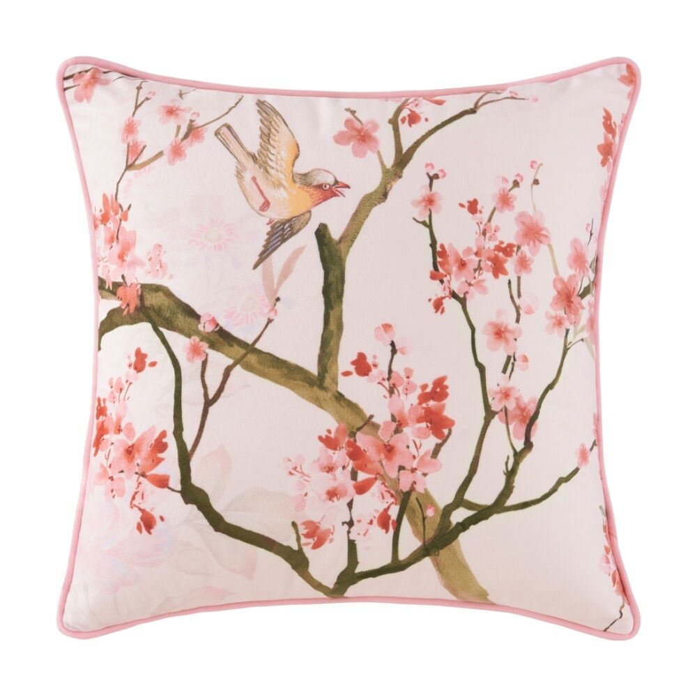 2PK Bianca Evelyn Square Blush Pink Cherry Blossom Decorative Cushion 43x43cm