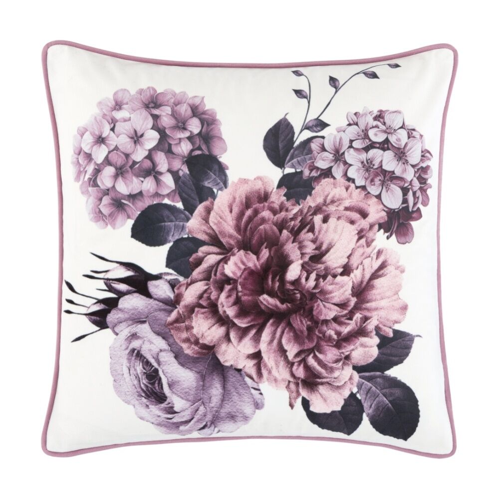 2PK Bianca Kiara Square Lavender Purple/White Blooms Velvet Cushion 43x43cm
