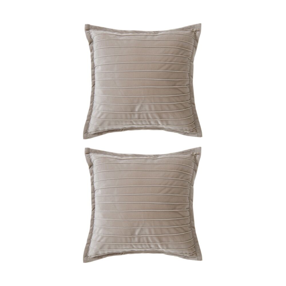 2PK Bianca Saphira Square Beige/Brown Latte Velvet Decor Cushion 43x43cm