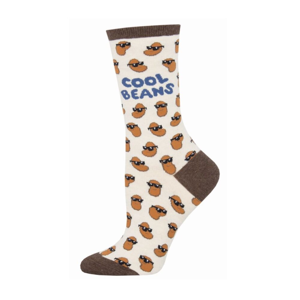 Socksmith Ladies Socks Cool Beans Ivory Cotton Blend S/M Shoe Sizes W5-10.5