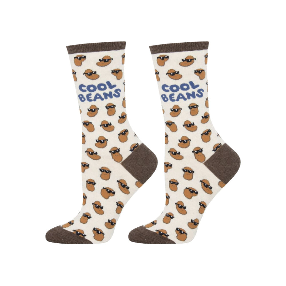 Socksmith Ladies Socks Cool Beans Ivory Cotton Blend S/M Shoe Sizes W5-10.5
