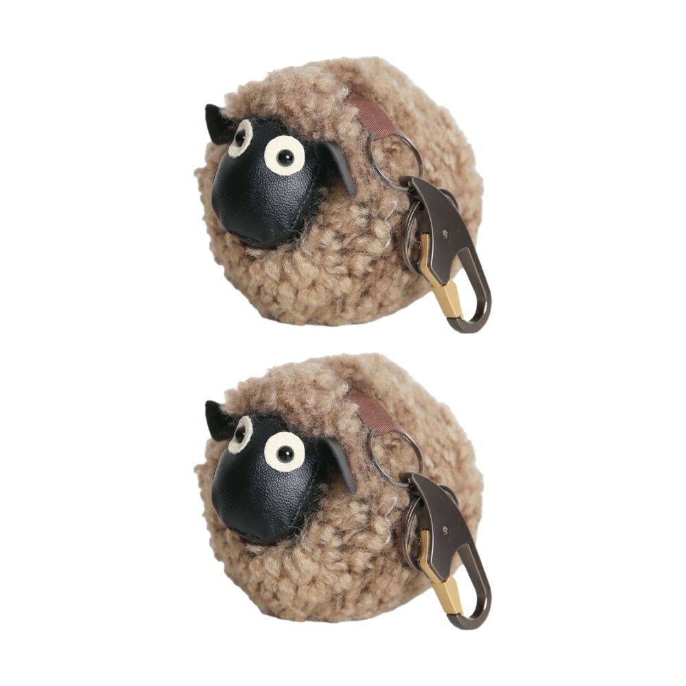2PK Huxford Grove The Kingston Shorn Wool Sheep Keyring Bag Tag 12x8x8cm Sahara