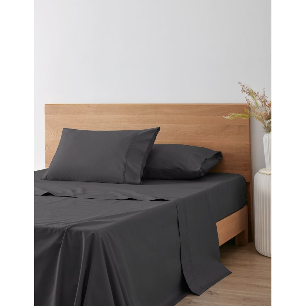 Onkaparinga 300TC Hepburn 100% Cotton Percale Sheet Set Charcoal King