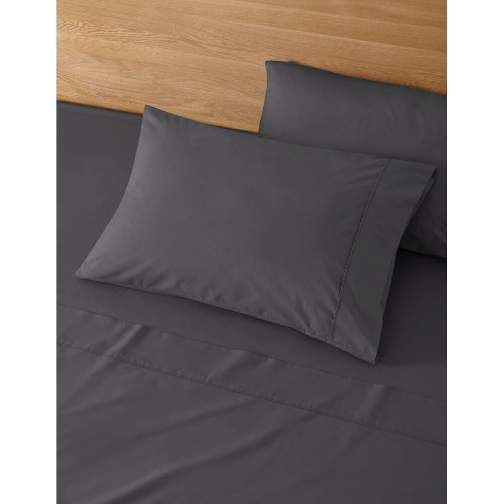 Onkaparinga 300TC Hepburn 100% Cotton Percale Sheet Set Charcoal Single