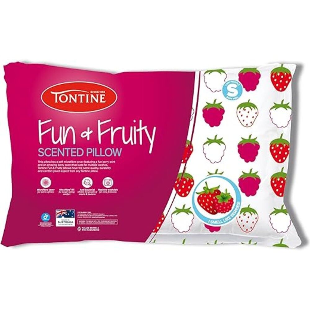 2PK Tontine Fun And Fruity Berry Print Kids Scented Soft Pillow Low Height