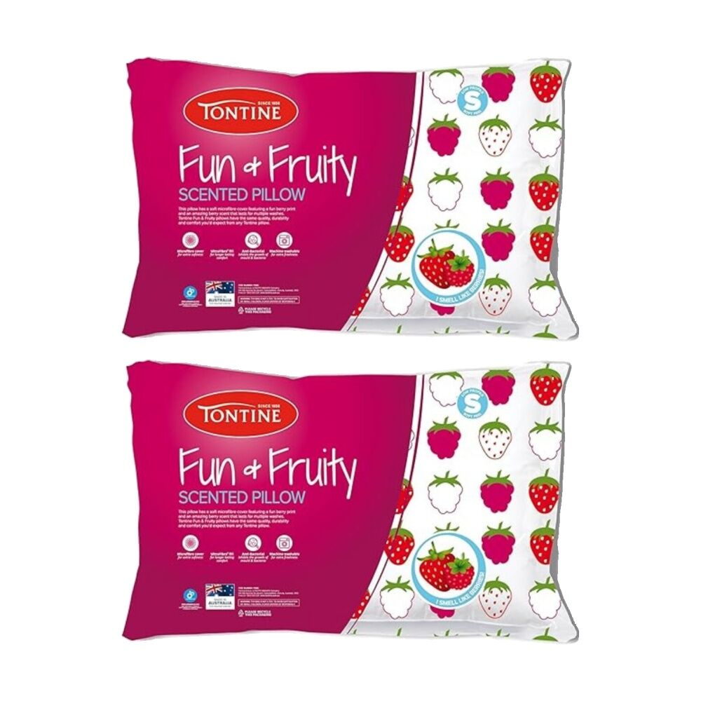 2PK Tontine Fun And Fruity Berry Print Kids Scented Soft Pillow Low Height