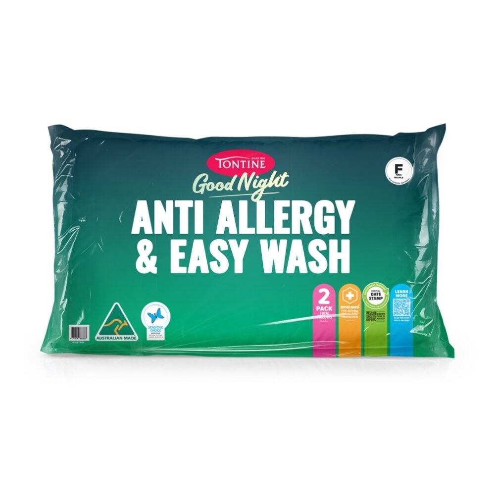 2x 2pc Tontine Good Night Anti Allergy & Easy Wash Pillows Firm Profile