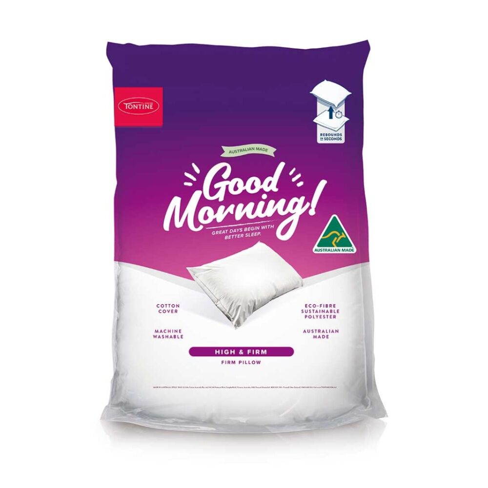 2PK Tontine Good Morning Pillow Cotton Machine Washable High & Firm