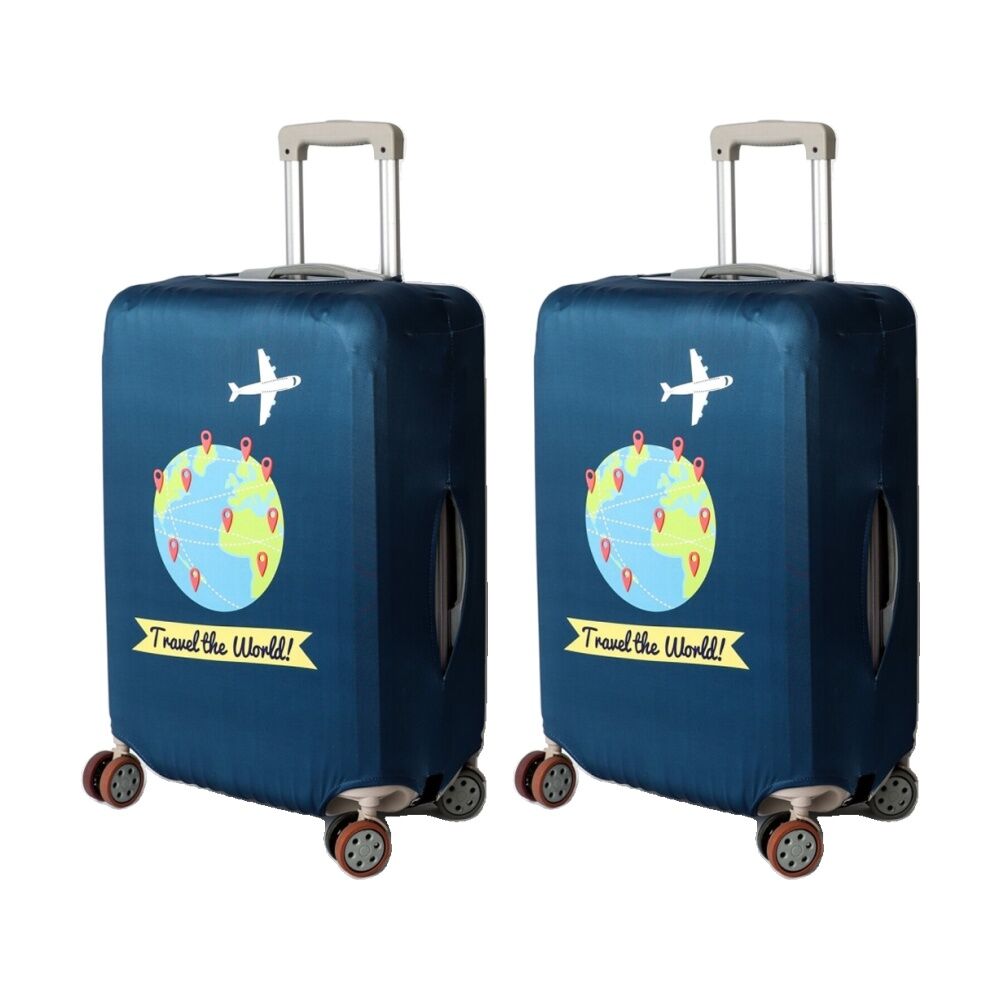 2PK Tosca Luggage Cover Travel World Design Durable Suitcase Protector Medium
