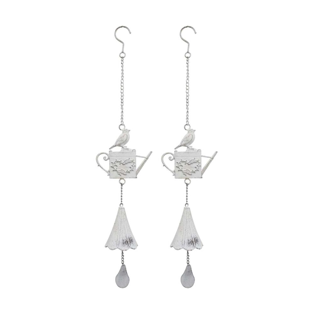2PK LVD Rustic Decorative Iron Chime Home/Garden Decor White 64.50x14x8.50cm