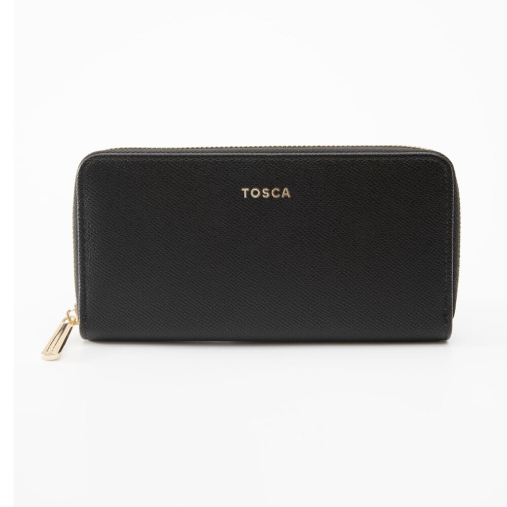 2PK Tosca PU Wallet Textured Zip Around Stylish Everyday/Travel Purse Black