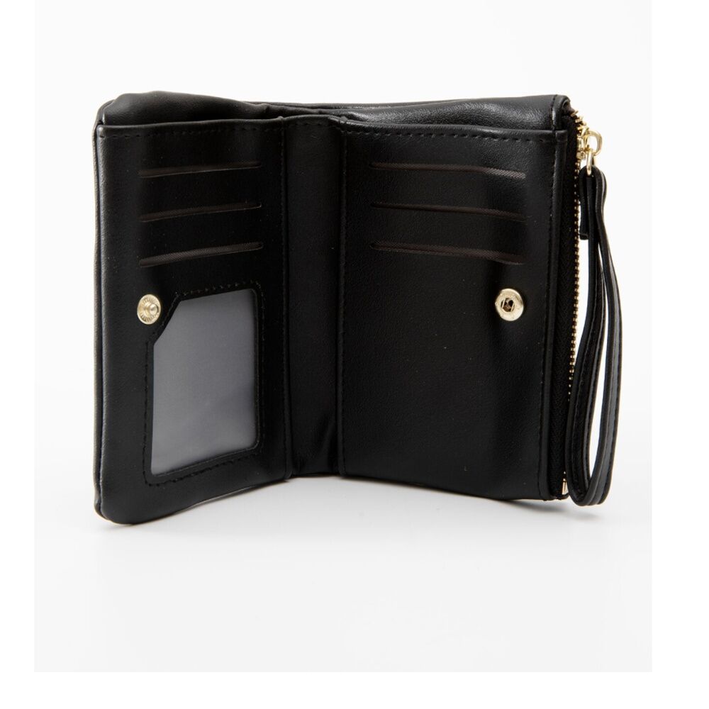 2PK Tosca PU Wallet Gold Zipper Everyday Wristlet Clutch Pouch Black
