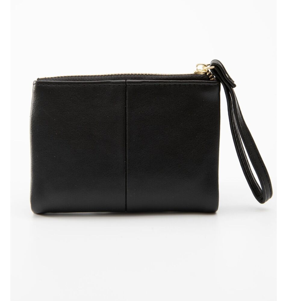 2PK Tosca PU Wallet Gold Zipper Everyday Wristlet Clutch Pouch Black