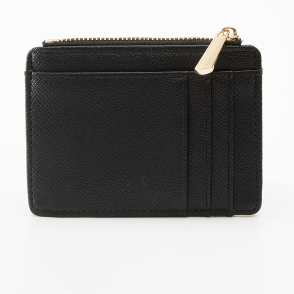 Tosca PU Wallet Textured Leather Cardholder Zip Around Slim Design Black
