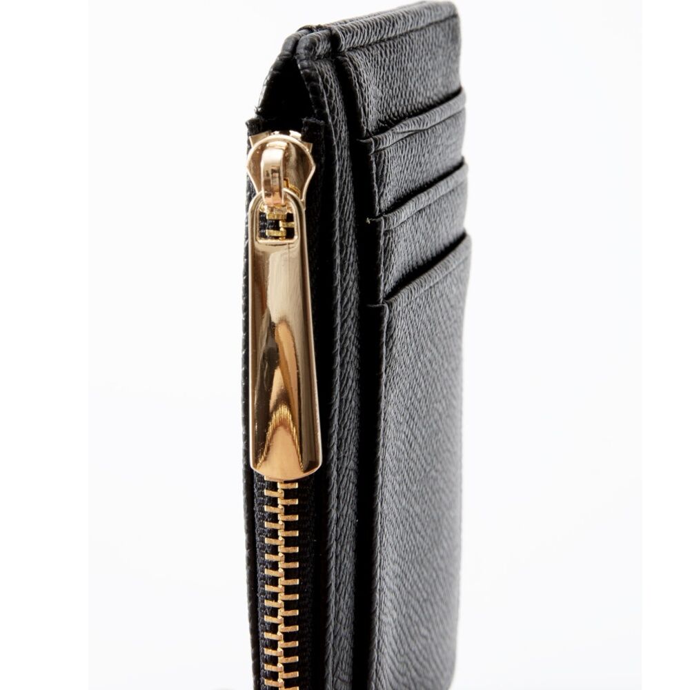 Tosca PU Wallet Textured Leather Cardholder Zip Around Slim Design Black