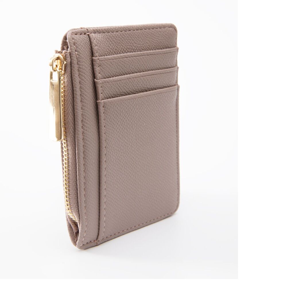 Tosca PU Wallet Textured Cardholder & Zip Slim Fit Purse Adobe Rose Beige