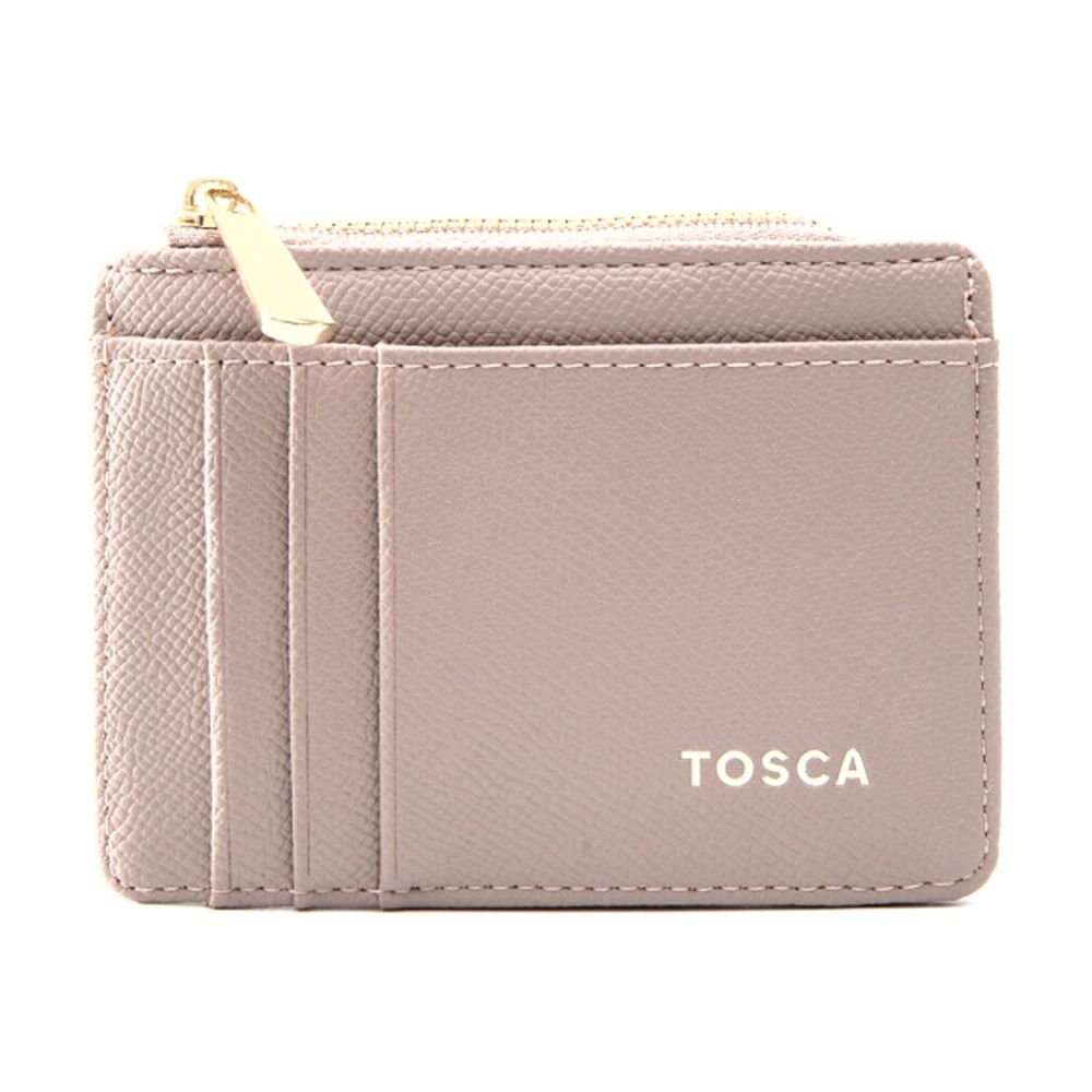 Tosca PU Wallet Textured Cardholder & Zip Slim Fit Purse Adobe Rose Beige