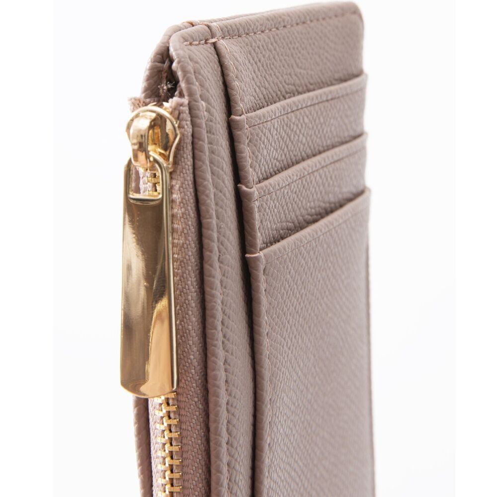 Tosca PU Wallet Textured Cardholder & Zip Slim Fit Purse Adobe Rose Beige