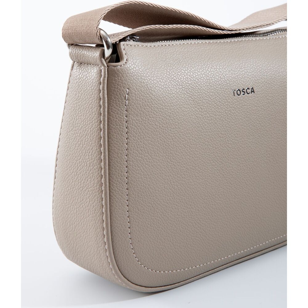 Tosca Crossbody Bag Textured Adjustable Strap Everyday Handbag Taupe Beige