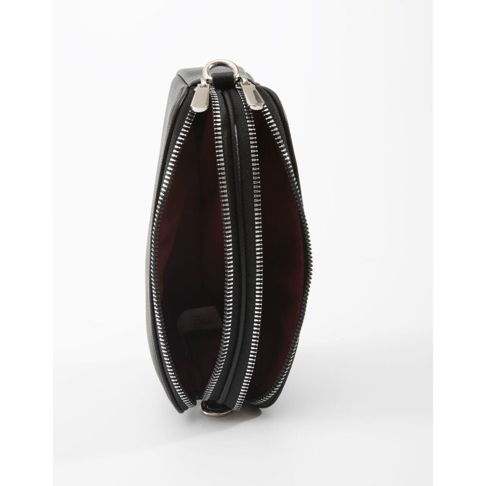 Tosca Crossbody Bag Textured Fabric Adjustable Strap Handbag Black
