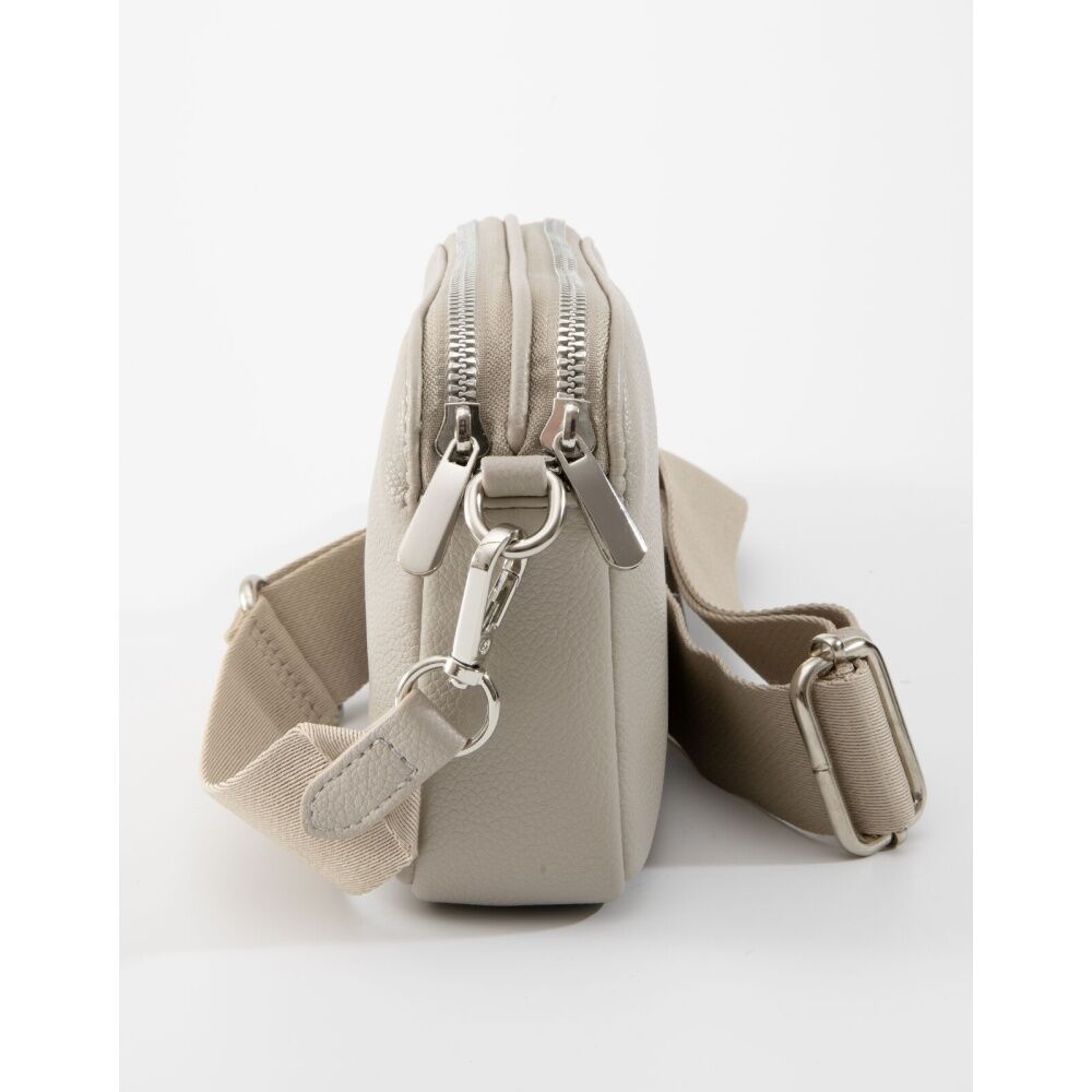Tosca Crossbody Bag Textured Fabric Adjustable Strap Handbag Moonstuck Beige