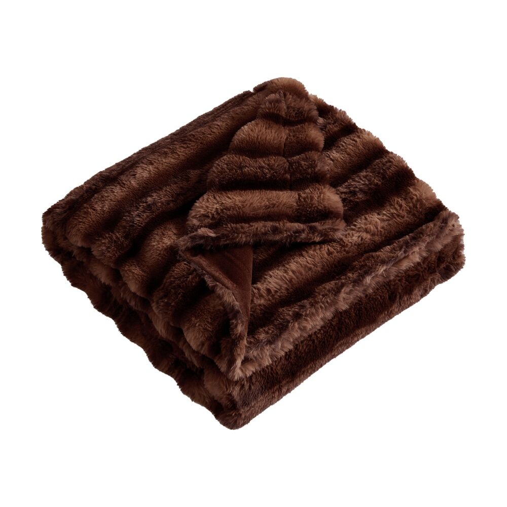 Ardor Loch Faux Rabbit Fur Throw Soft Cosy Blanket Rust Copper 130x170cm