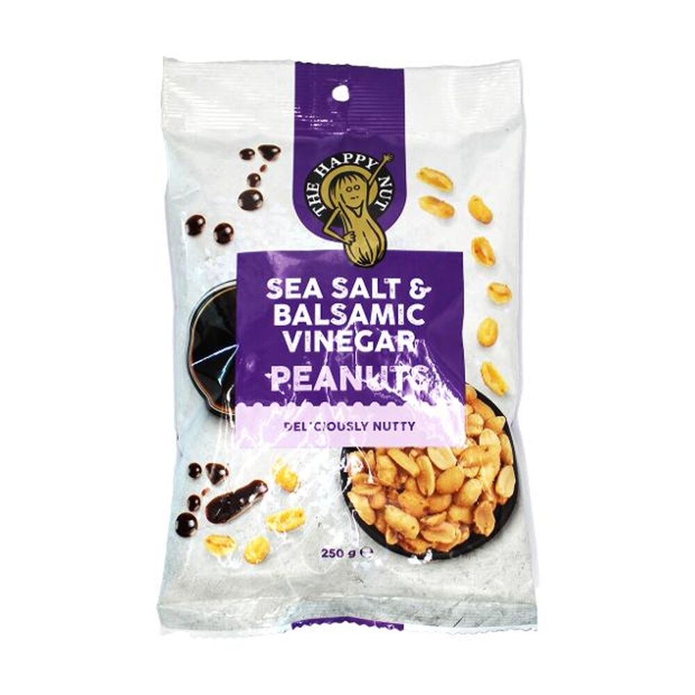 12PK The Happy Nut Co Salt & Vinegar Peanuts Ready To Eat Snack 250g