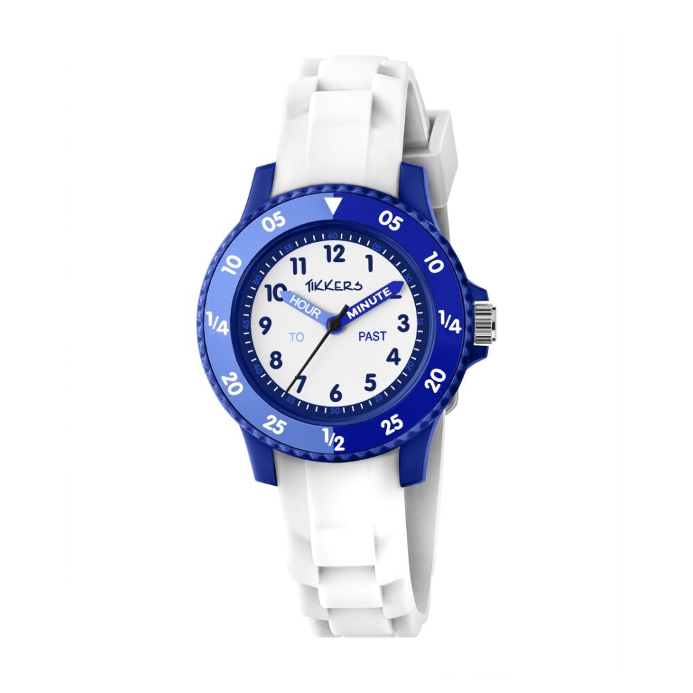 Tikkers Time Teacher Easy Read Dial Silicone Kids Watch White/Blue