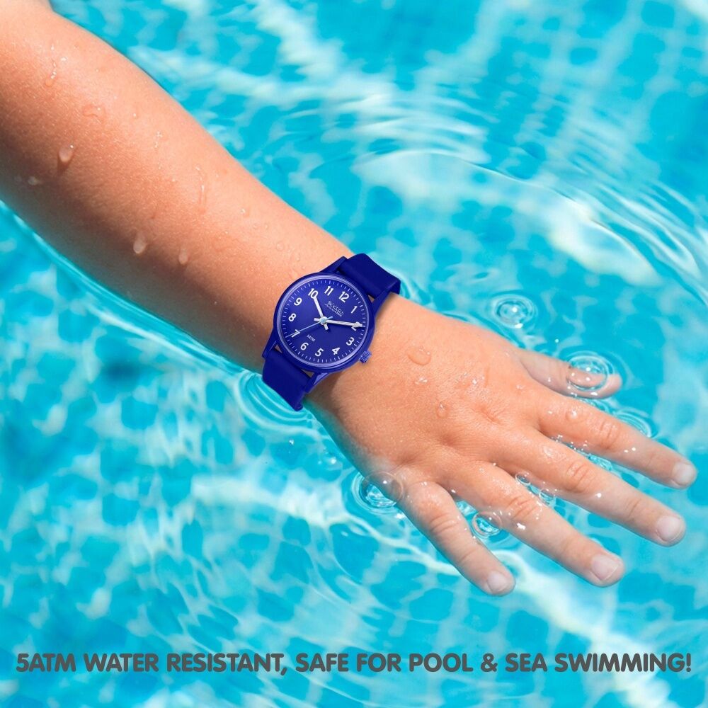 Tikkers Silicone Time Teacher Watch Navy Strap 5ATM Water Resistant Blue