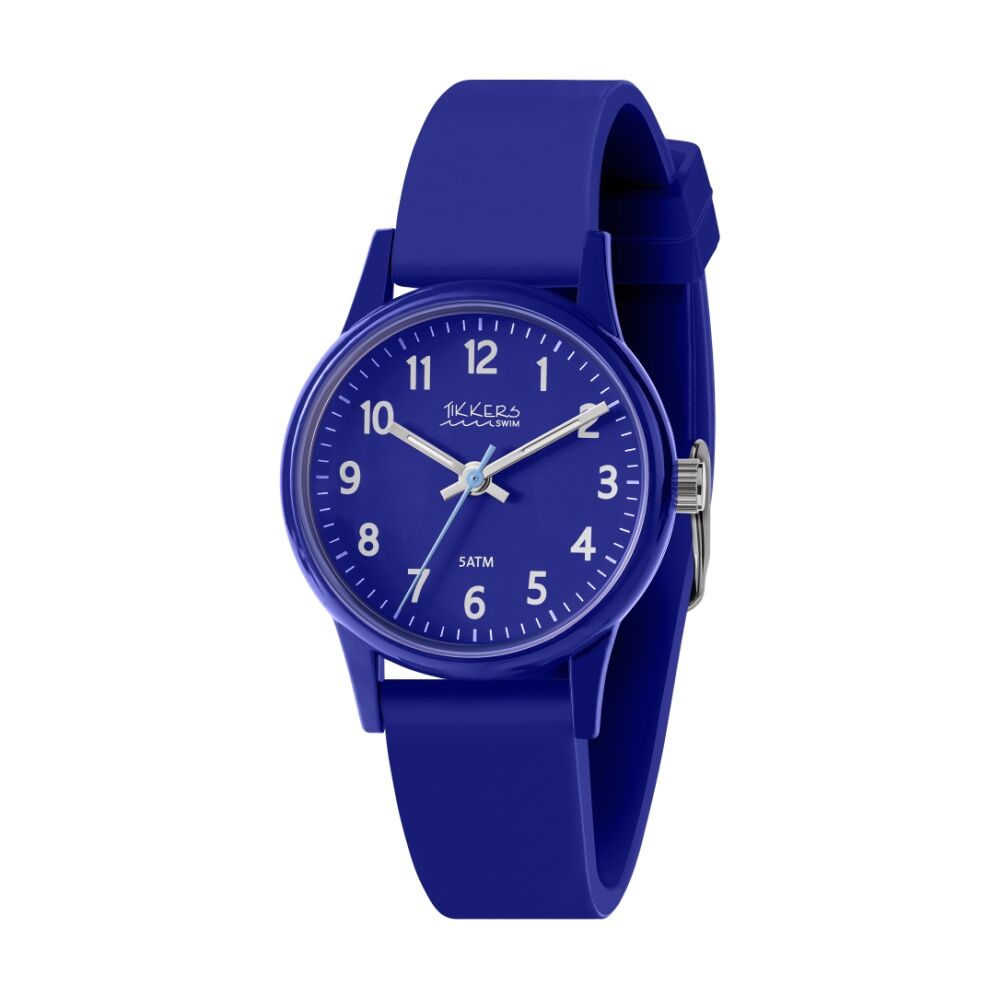 Tikkers Silicone Time Teacher Watch Navy Strap 5ATM Water Resistant Blue