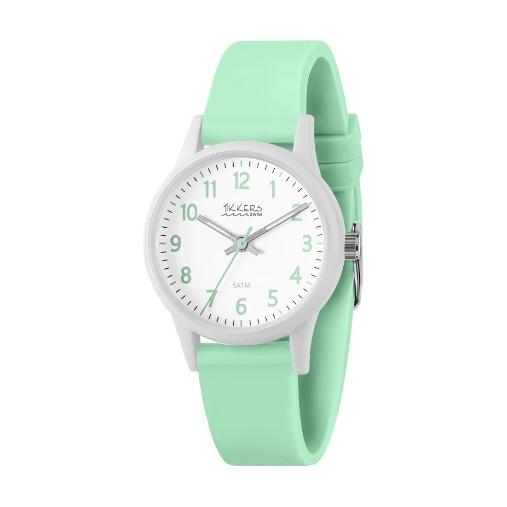 Tikkers Silicone Soft Strap 5ATM Water Resist Time Teacher Kids Watch Aqua
