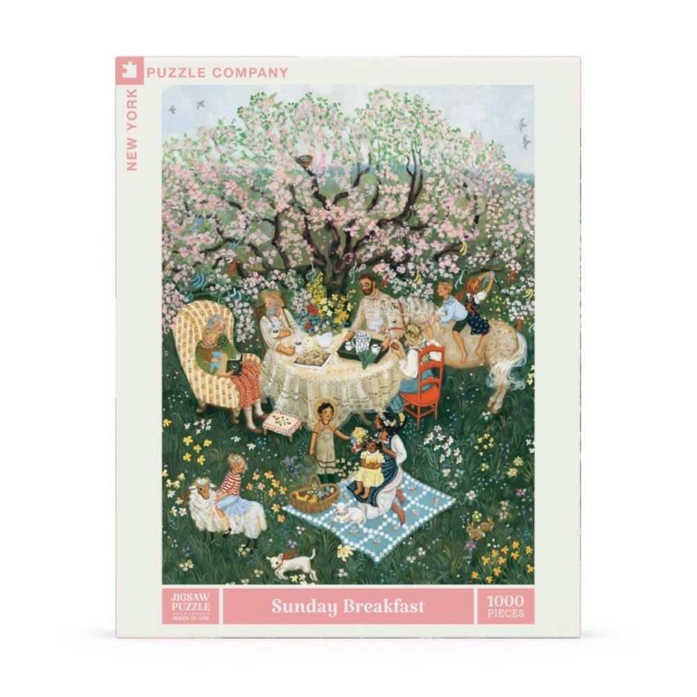 1000pc New York Puzzle Company Sunday Breakfast Garden Picnic Jigsaw