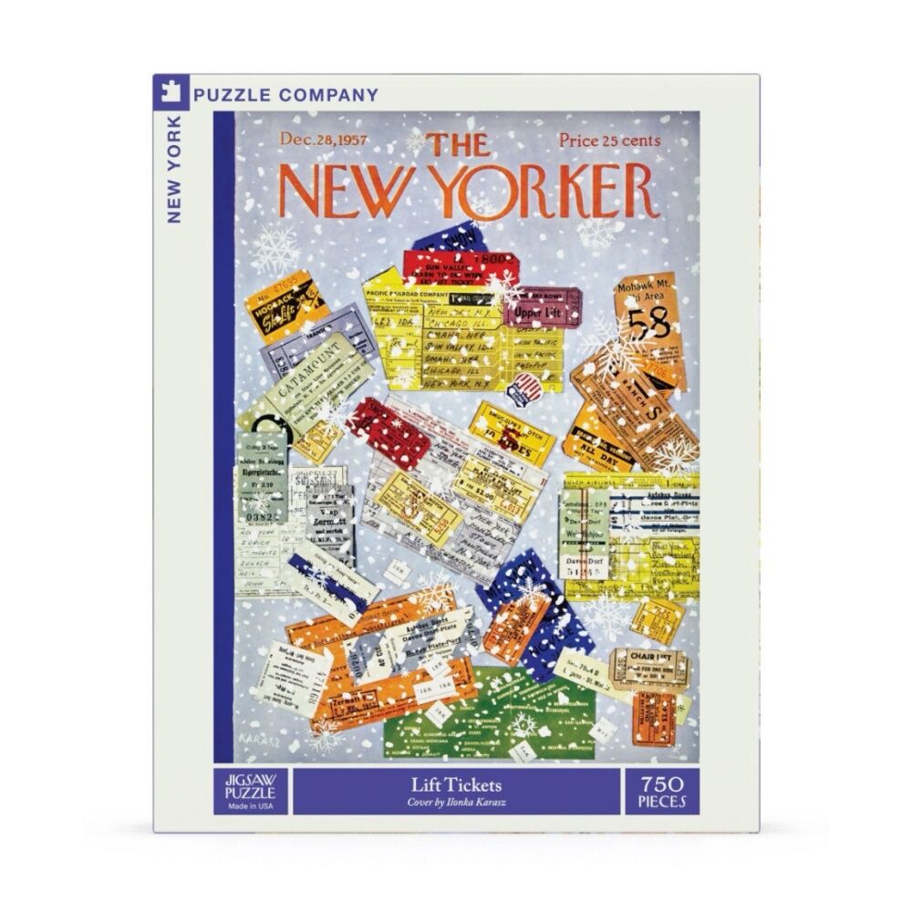 750pc New York Puzzle Company Lift Tickets Vintage New-Yorker Cover Jigsaw