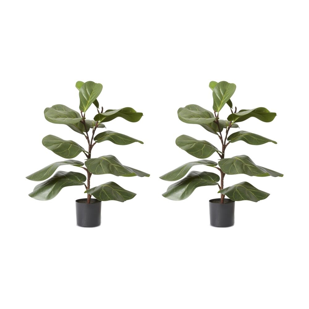 2PK E Style Fiddle Lush Tree Artificial Plant Decor Green 50x40x70cm