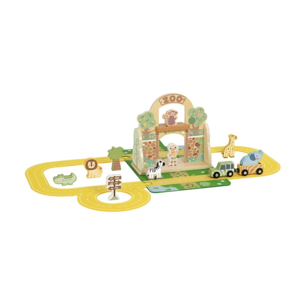 Tooky Toy Felt Zoo Play Portable Wooden Toddler/Kids Playset Age 18m+