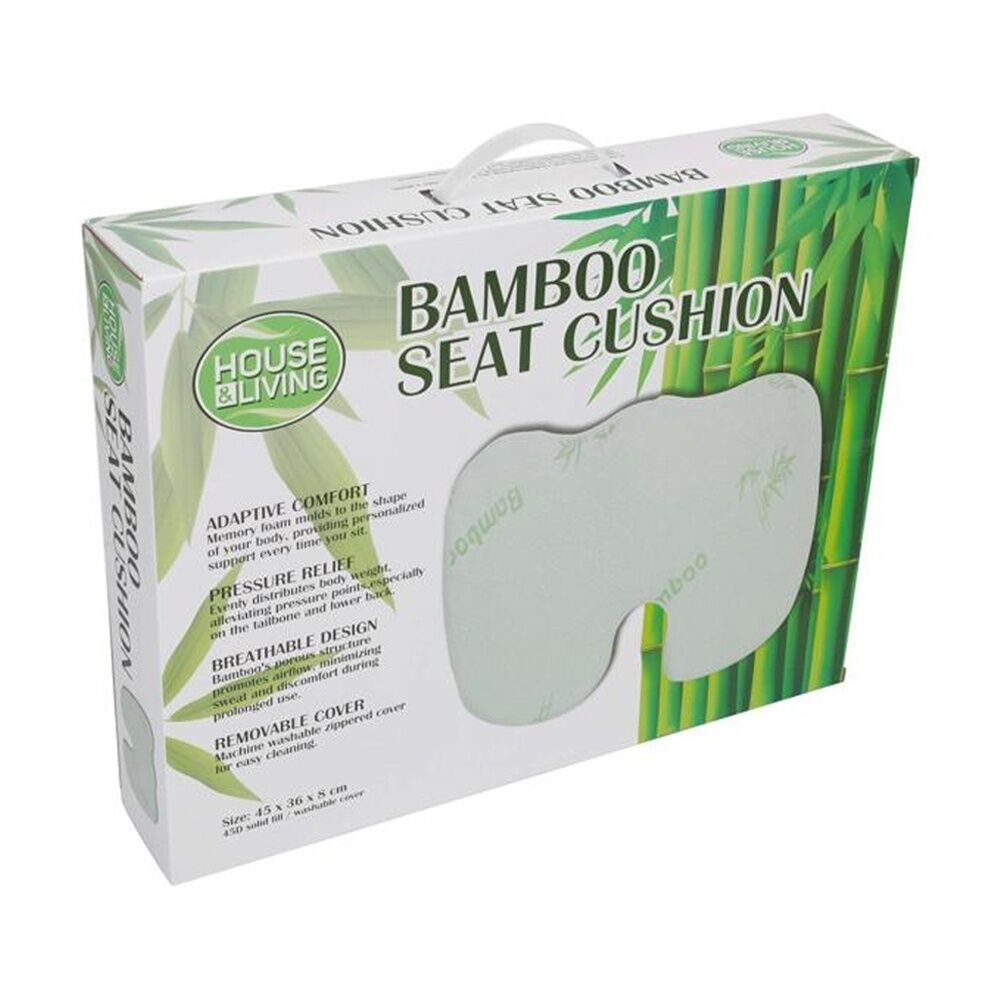 2PK House Living Posture Support Bamboo Seat Cushion W/ Removable Cover 45x36.8