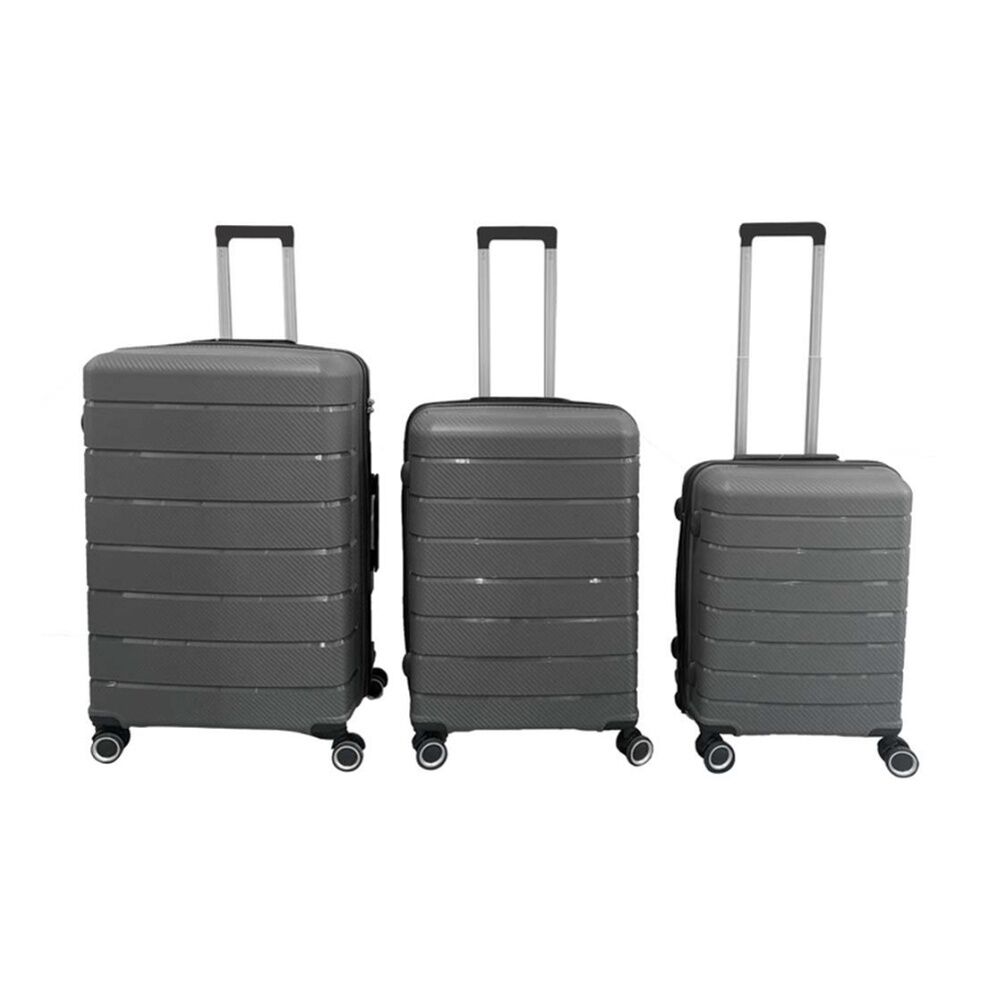 3pc Braz Hard Shell 4 Spinner Wheels Travel Luggage Suitcase Set Dark Grey