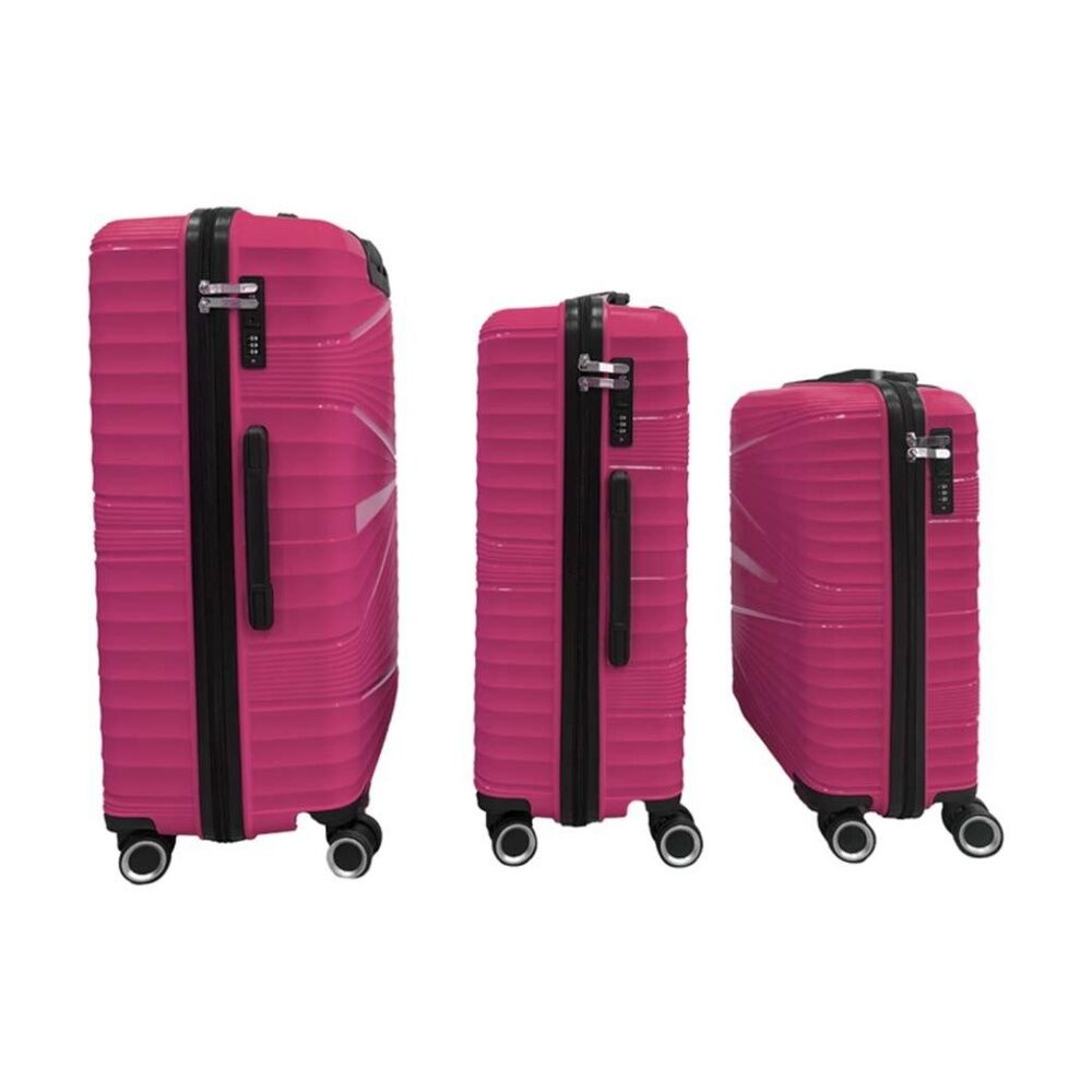 3pc Braz Hard Shell 4 Spinner Wheels Travel Luggage Suitcase Set Pink