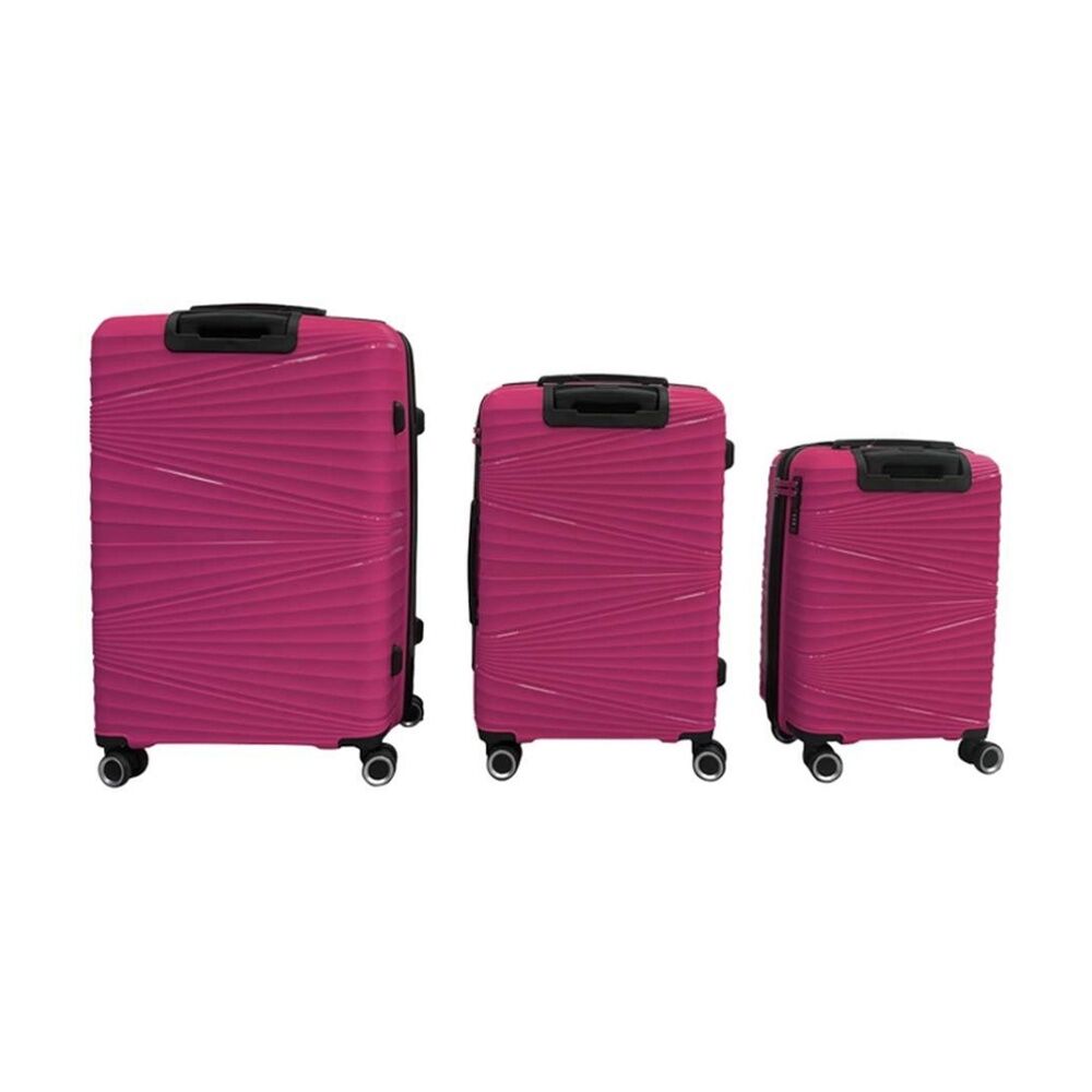 3pc Braz Hard Shell 4 Spinner Wheels Travel Luggage Suitcase Set Pink