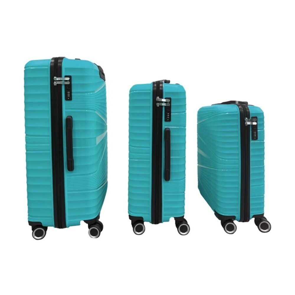 3pc Braz Hard Shell 4 Spinner Wheels Travel Luggage Suitcase Set Blue