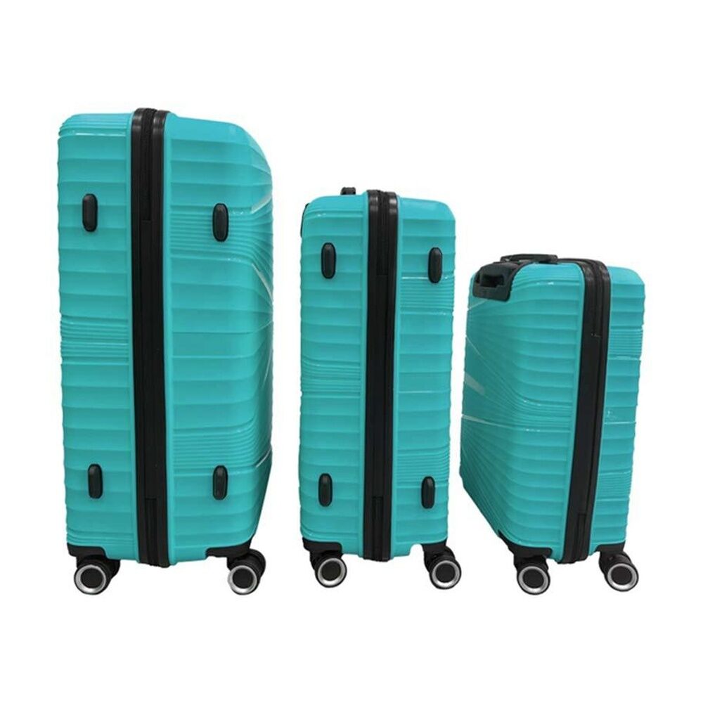 3pc Braz Hard Shell 4 Spinner Wheels Travel Luggage Suitcase Set Blue