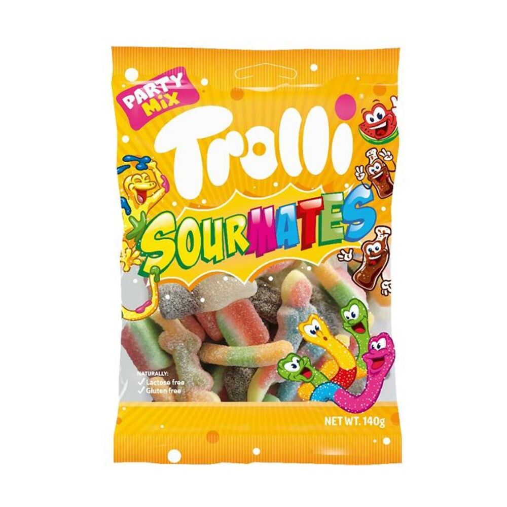 10PK Trolli Sour Mates 140g Fruit Flavour Chewy Lollies/Gummies