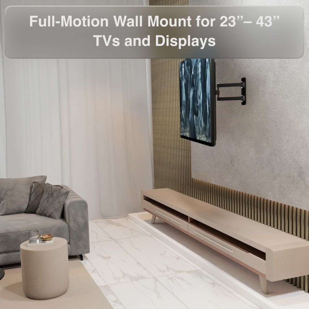 Laser Full Motion Adjustable TV Wall Mount For 23-42 Inch TVs Black