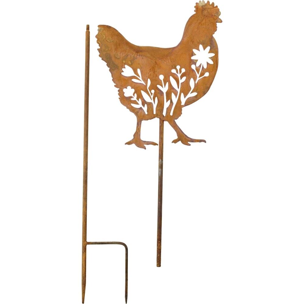 LVD Rustic-Coated Metal Medium Hen Garden Stake Decor Ornament 99x23x0.64cm