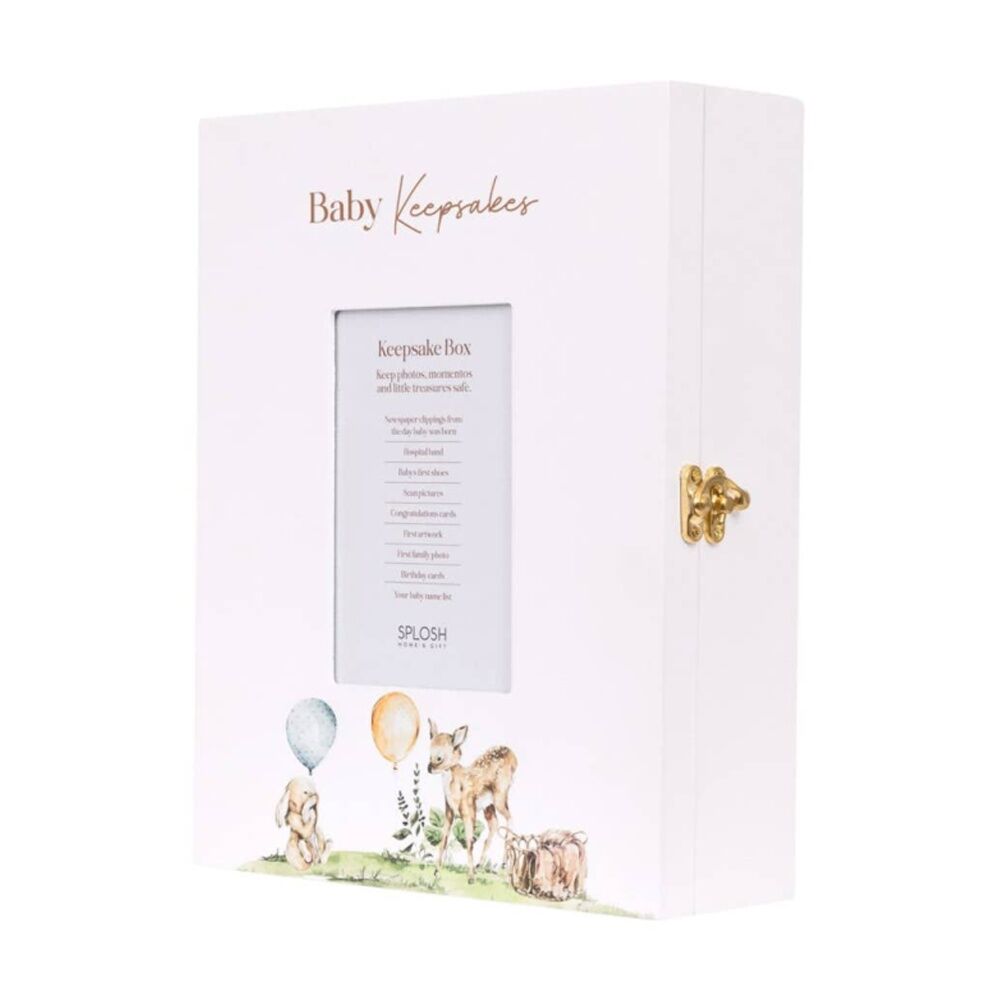 Tiny Wonders Wooden Baby Keepsake Box White 24x30x8.5cm W/ 4x6 Photo Insert